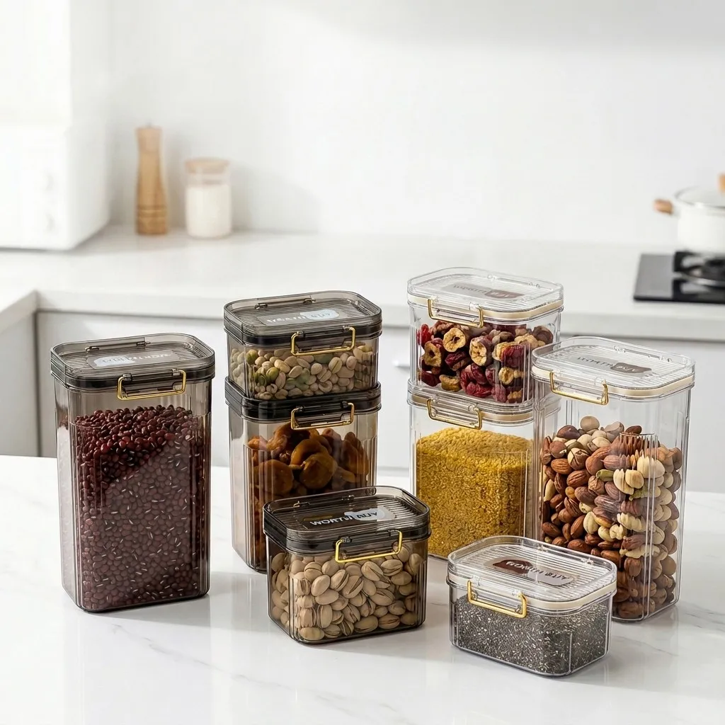 Food Storage With Dividers - Luftdichte Lebensmittelbehälter mit Deckel, transparent, stapelbar,