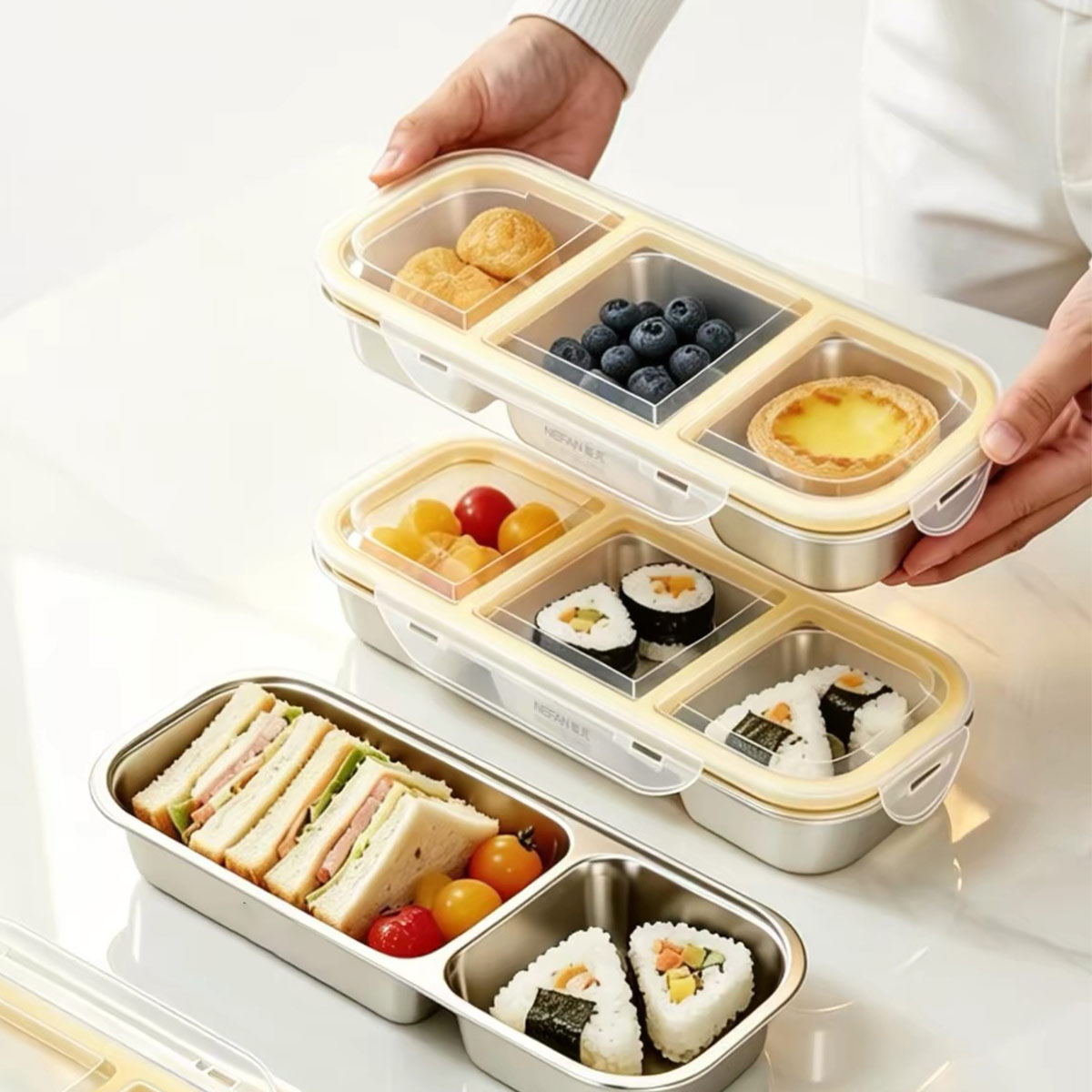 Food Storage Oven Safe - Edelstahl-Lebensmittelbehälter mit Deckel, lebensmittelechte, dichte Lunchbox,