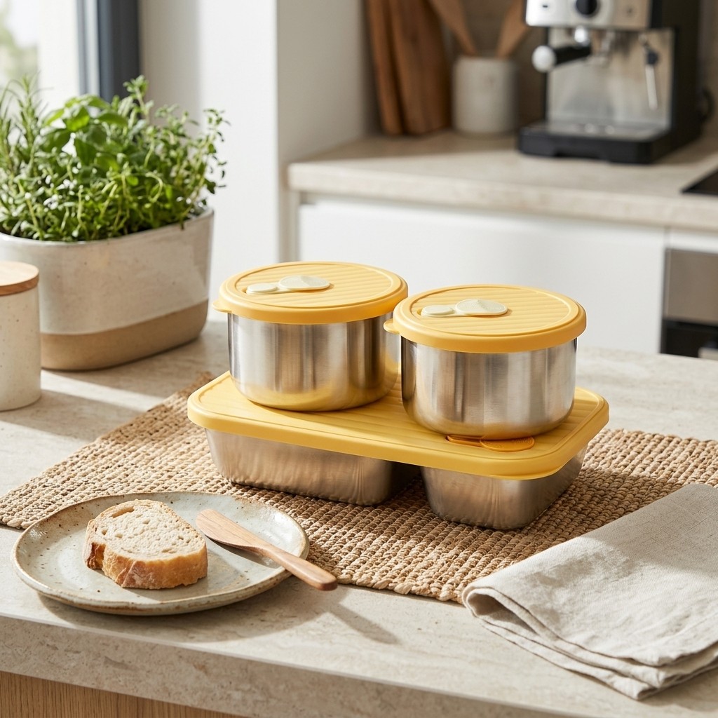 Food Storage Oven Safe - 304 Edelstahl Bento-Box Mikrowellengeeignetes Lunchbox-Set für