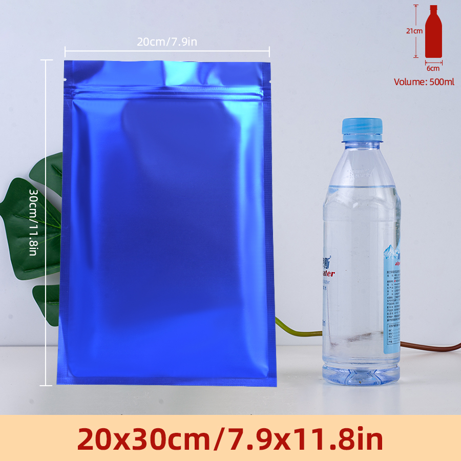 Food Storage Bag - 100 Stück matte blaue Folien-Reißverschlussbeutel, wiederverwendbare
